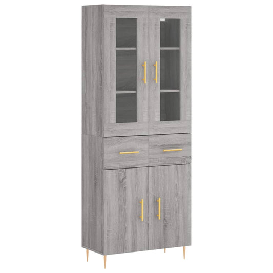 Highboard 69,5x34x180 cm Engineered Wood 2 doors 2 drawers Grey sonoma