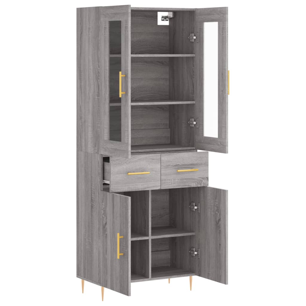vidaXL Highboard Grey Sonoma 69,5x34x180 cm Engineered Wood 3