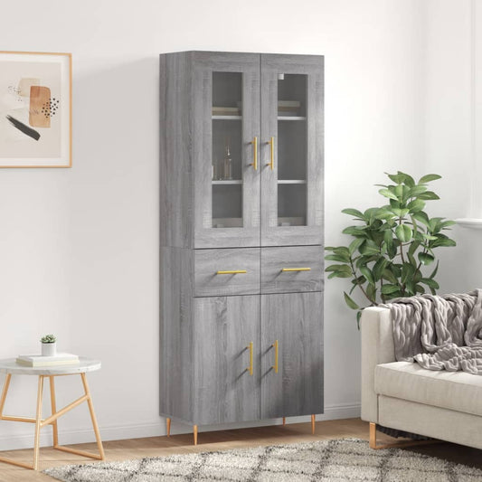 Highboard 69,5x34x180 cm Engineered Wood 2 doors 2 drawers Grey sonoma