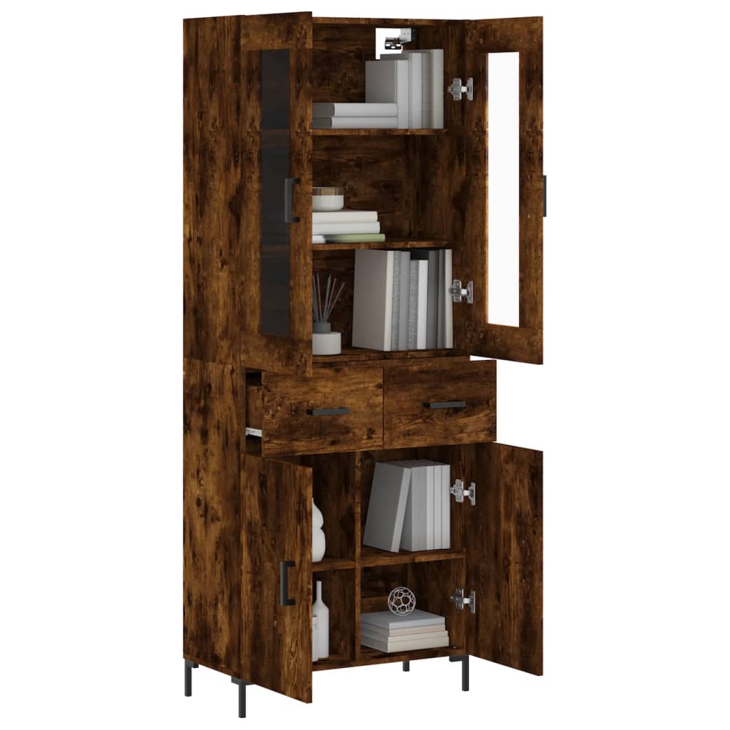 vidaXL Highboard Smoked Oak 69.5x34x180 cm Engineered Wood 3