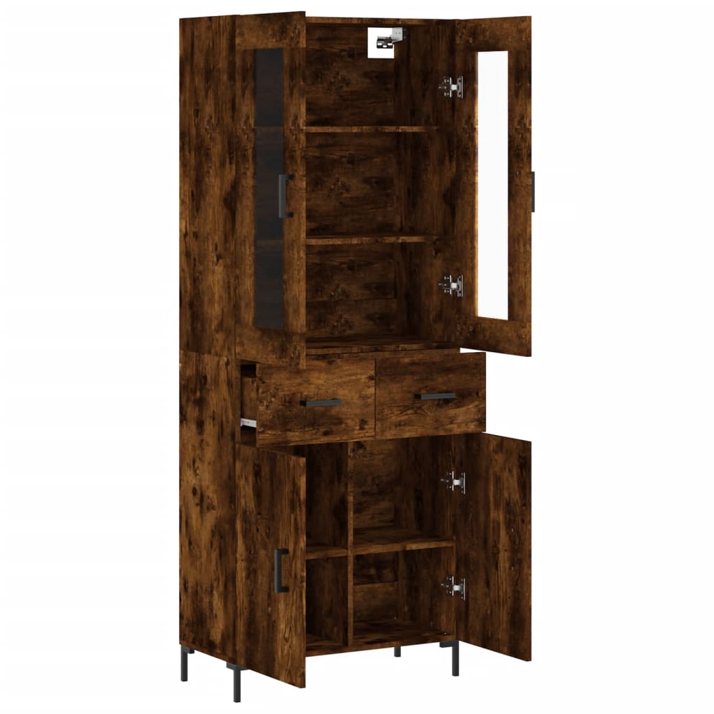 vidaXL Highboard Smoked Oak 69.5x34x180 cm Engineered Wood 4