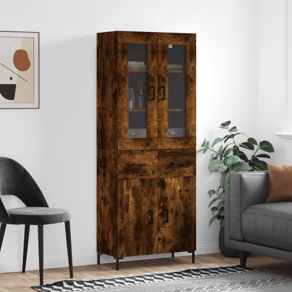 vidaXL Highboard Smoked Oak 69.5x34x180 cm Engineered Wood 1
