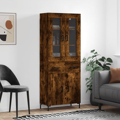 vidaXL Highboard Smoked Oak 69.5x34x180 cm Engineered Wood 1