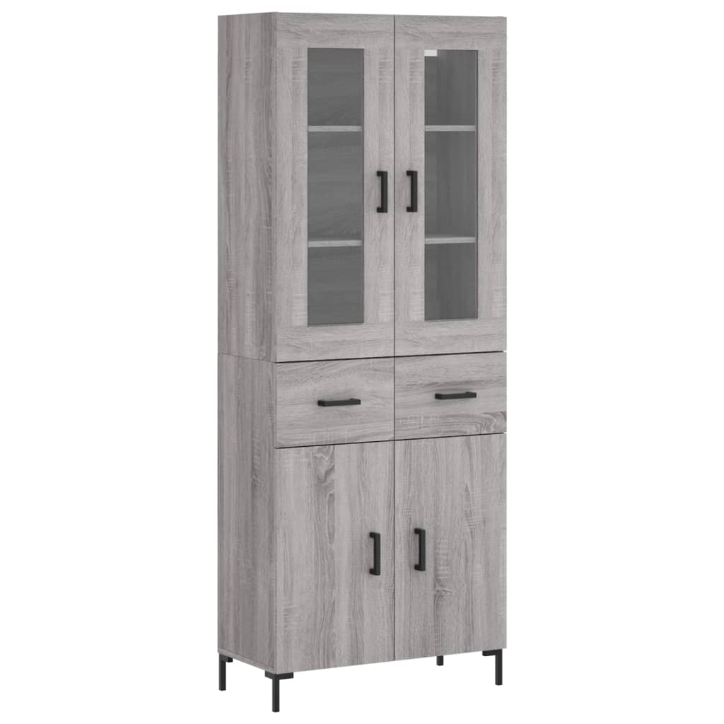 vidaXL Highboard Grey Sonoma 69.5x34x180 cm Engineered Wood 2