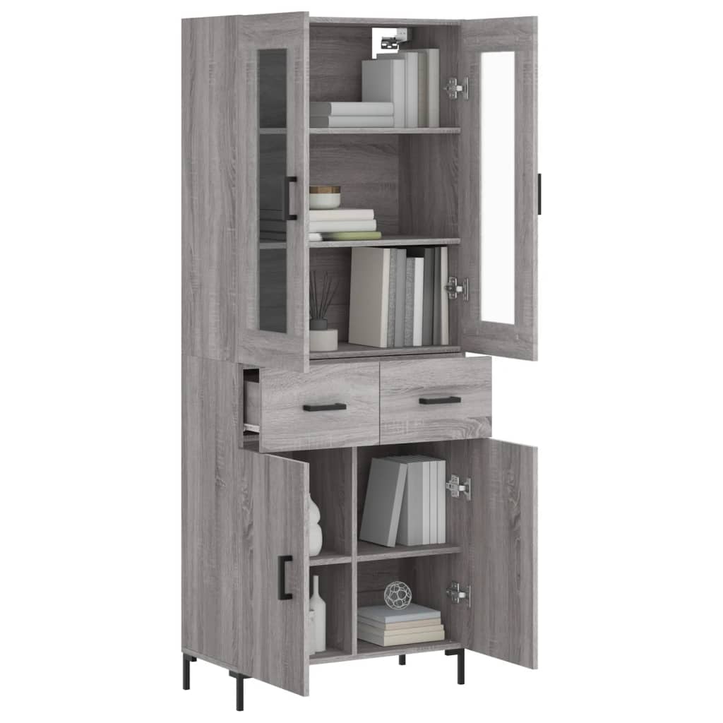 vidaXL Highboard Grey Sonoma 69.5x34x180 cm Engineered Wood 3
