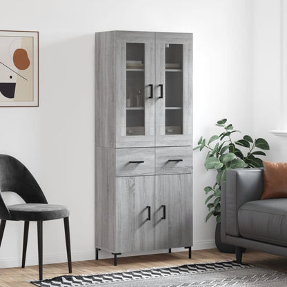 vidaXL Highboard Grey Sonoma 69.5x34x180 cm Engineered Wood 1