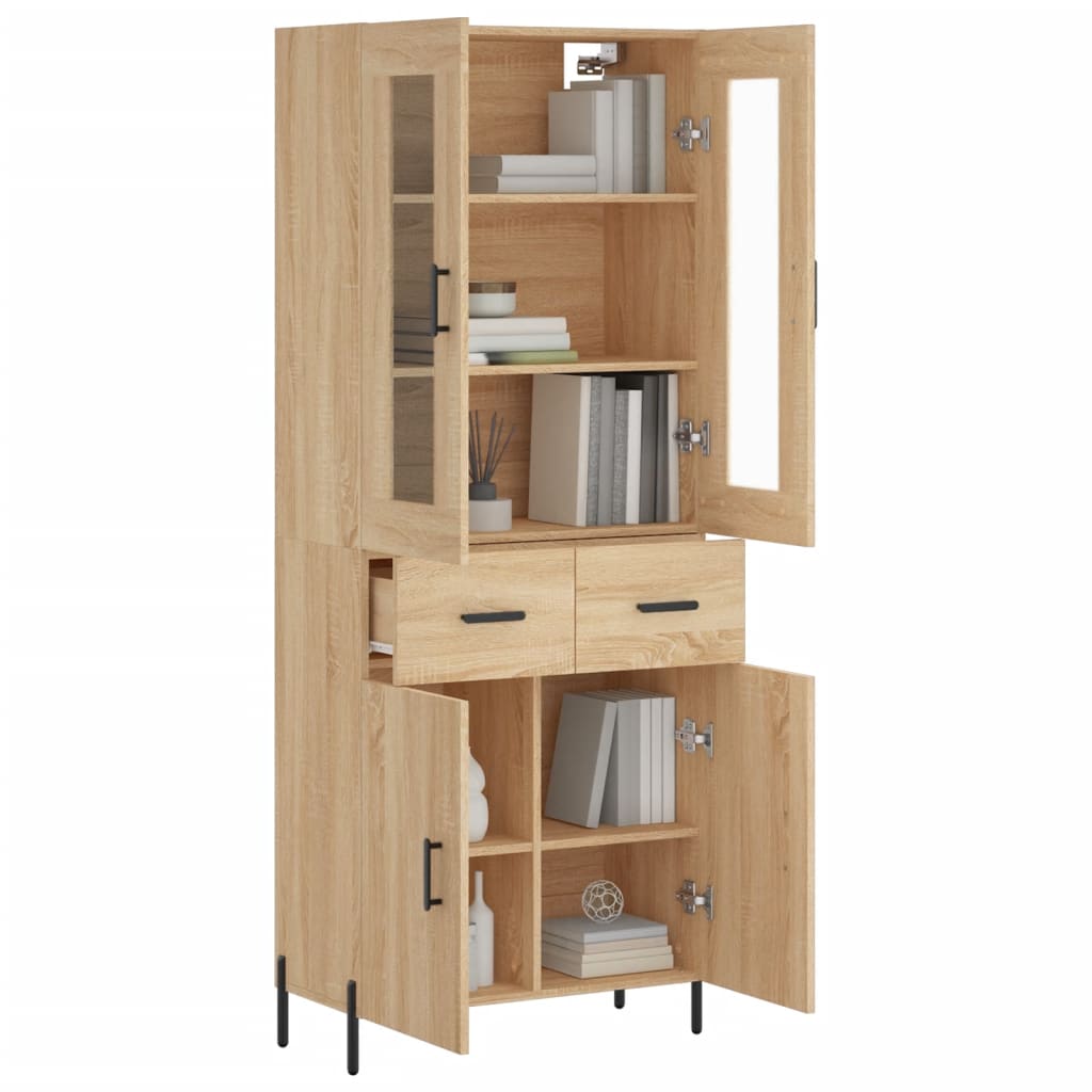 vidaXL Highboard Sonoma Oak 69.5x34x180 cm Engineered Wood 3
