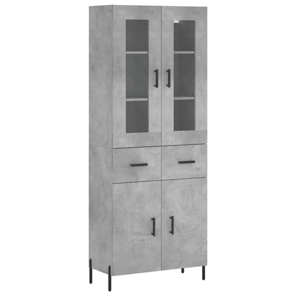 vidaXL Highboard Concrete Grey 69.5x34x180 cm Engineered Wood 2