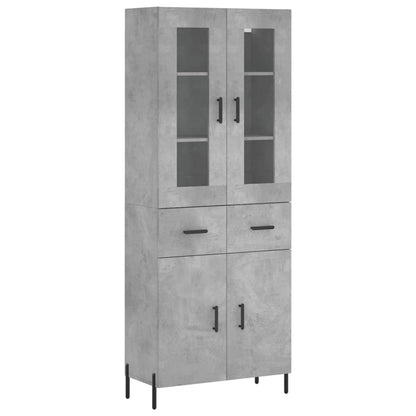 vidaXL Highboard Concrete Grey 69.5x34x180 cm Engineered Wood 2