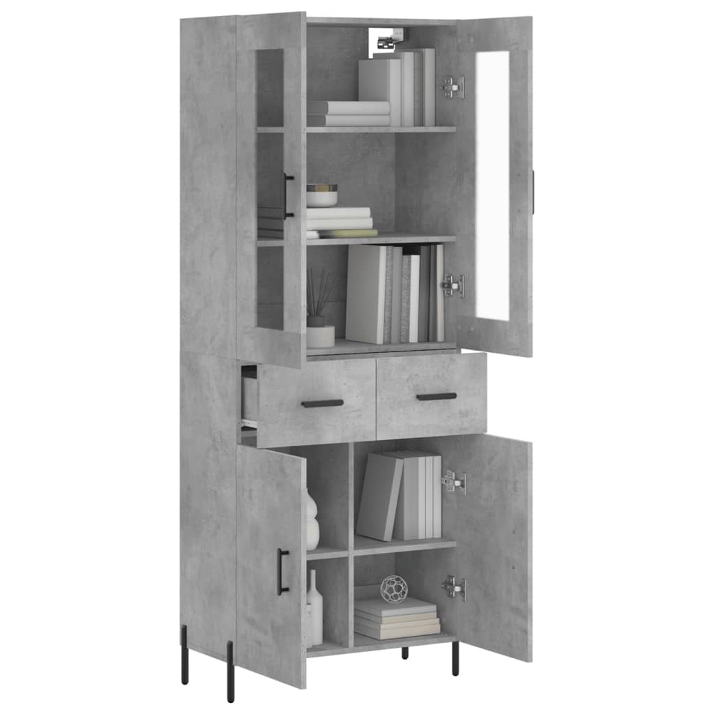 vidaXL Highboard Concrete Grey 69.5x34x180 cm Engineered Wood 3