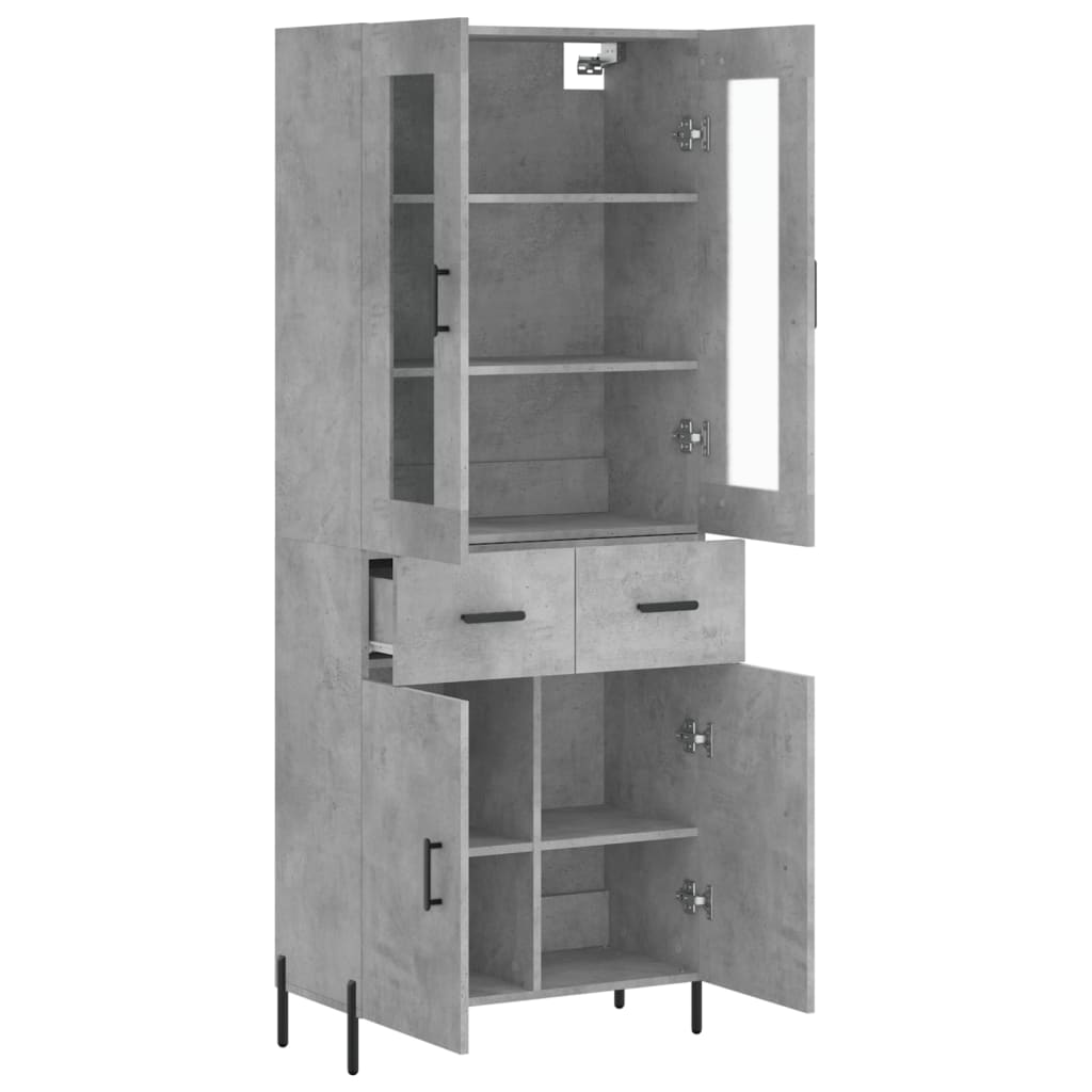 vidaXL Highboard Concrete Grey 69.5x34x180 cm Engineered Wood 4