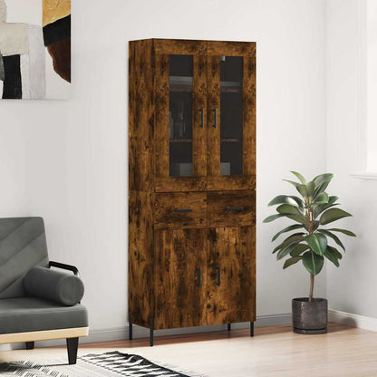 vidaXL Highboard Smoked Oak 69.5x34x180 cm Engineered Wood 1