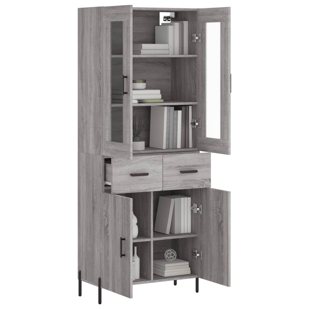 vidaXL Highboard Grey Sonoma 69.5x34x180 cm Engineered Wood 3