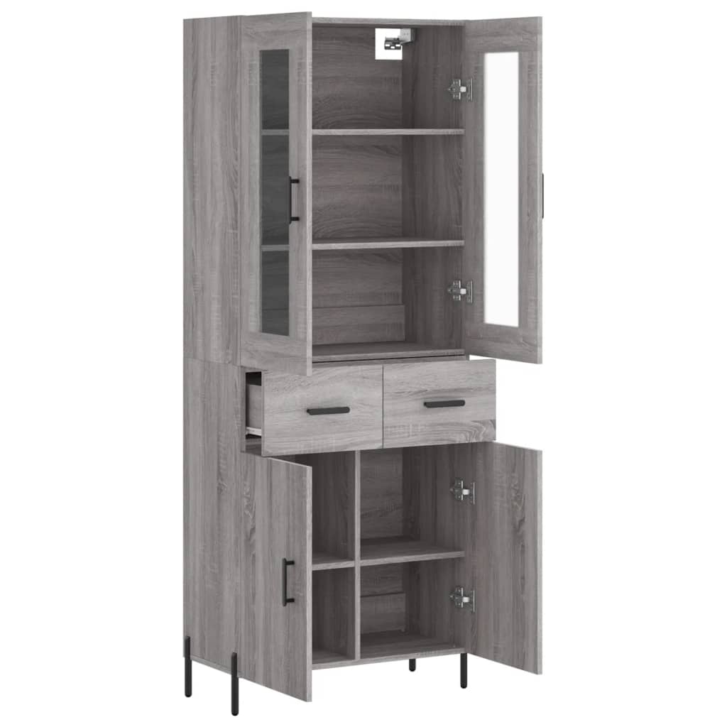 vidaXL Highboard Grey Sonoma 69.5x34x180 cm Engineered Wood 4