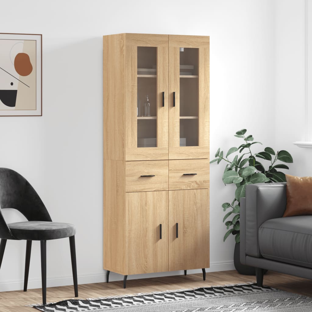 vidaXL Highboard Sonoma Oak 69,5x34x180 cm Engineered Wood 1