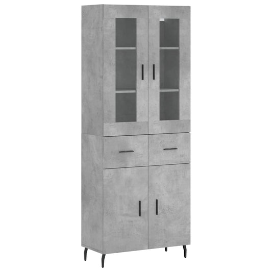 Highboard 69,5x34x180 cm Engineered Wood 2 doors 2 drawers Concrete grey