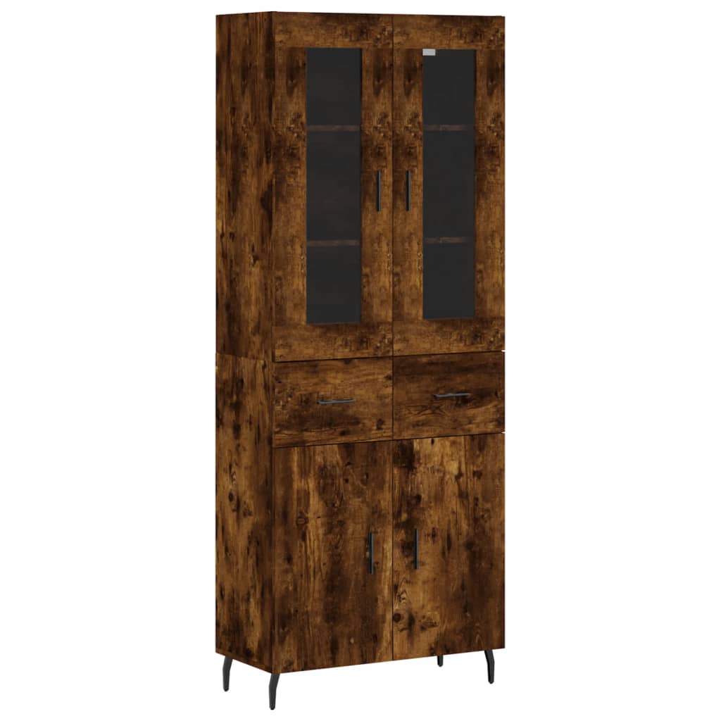 vidaXL Highboard Smoked Oak 69.5x34x180 cm Engineered Wood 2