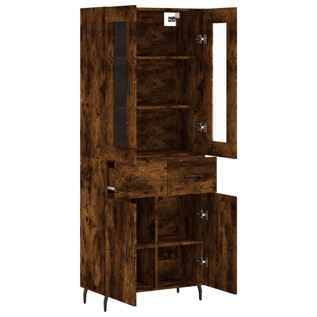 vidaXL Highboard Smoked Oak 69.5x34x180 cm Engineered Wood 4