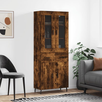 vidaXL Highboard Smoked Oak 69.5x34x180 cm Engineered Wood 1