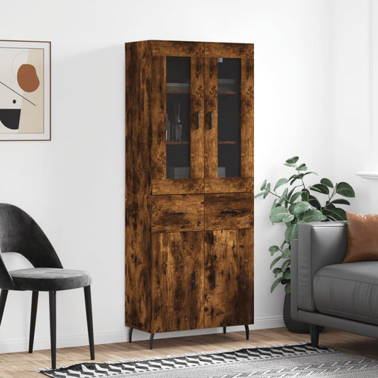 vidaXL Highboard Smoked Oak 69.5x34x180 cm Engineered Wood 1
