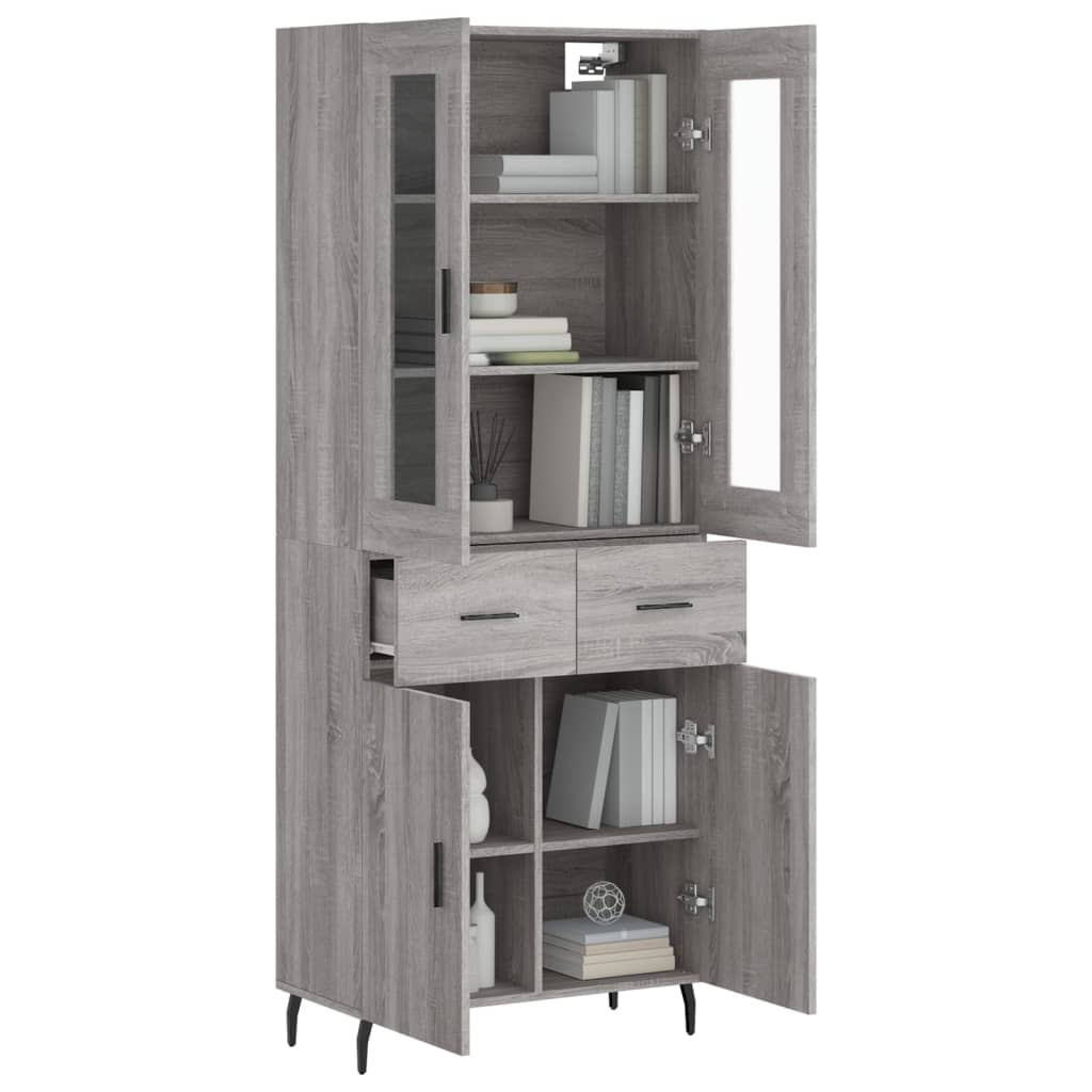 vidaXL Highboard Grey Sonoma 69,5x34x180 cm Engineered Wood 3