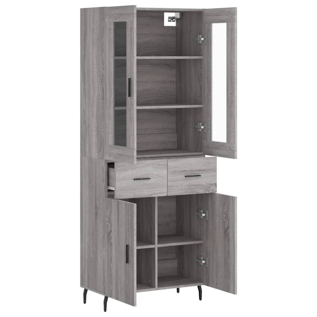 vidaXL Highboard Grey Sonoma 69,5x34x180 cm Engineered Wood 4