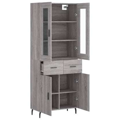 vidaXL Highboard Grey Sonoma 69,5x34x180 cm Engineered Wood 4