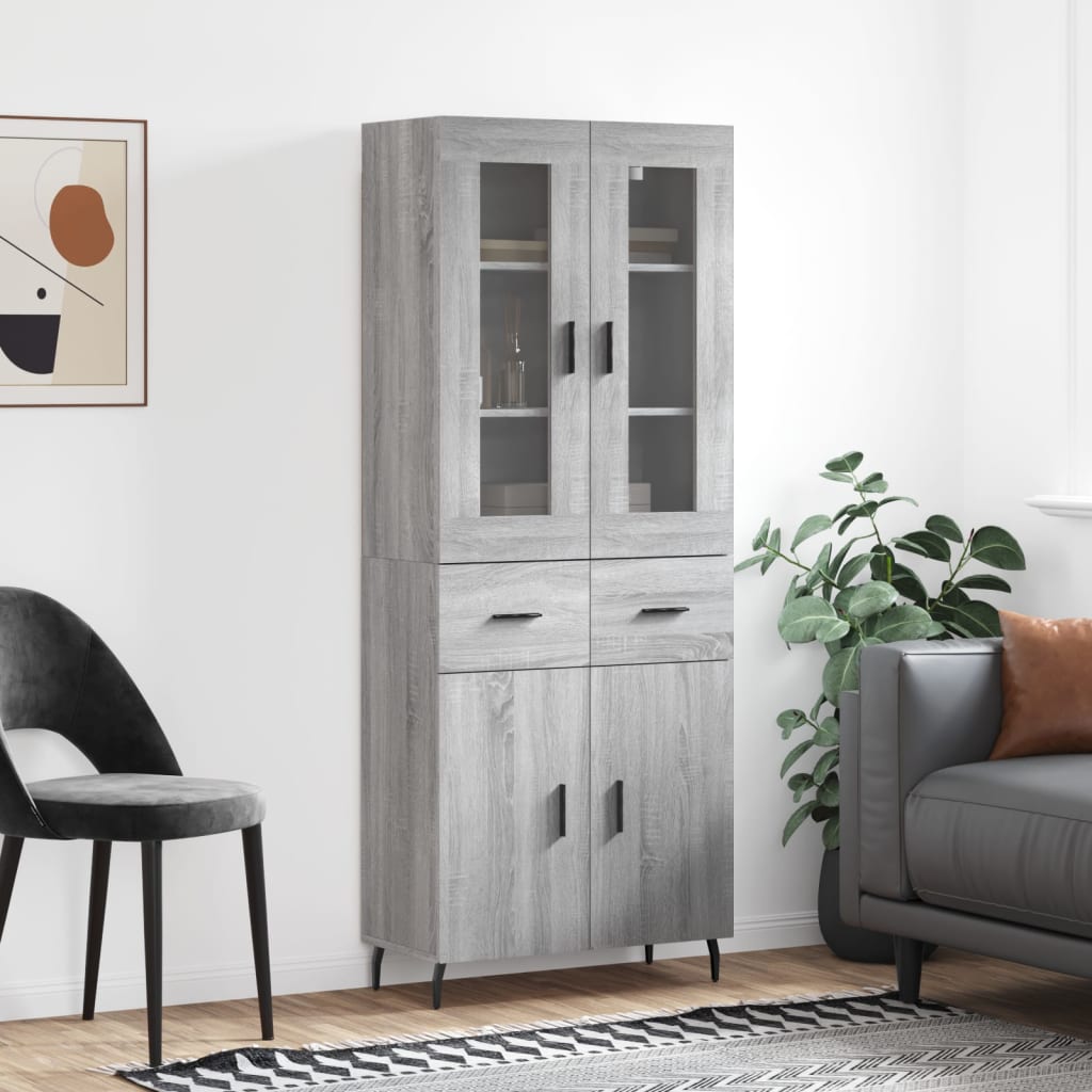 vidaXL Highboard Grey Sonoma 69,5x34x180 cm Engineered Wood 1