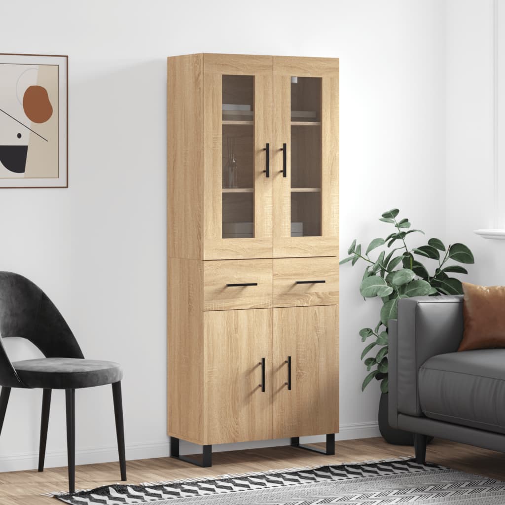 vidaXL Highboard Sonoma Oak 69,5x34x180 cm Engineered Wood 1