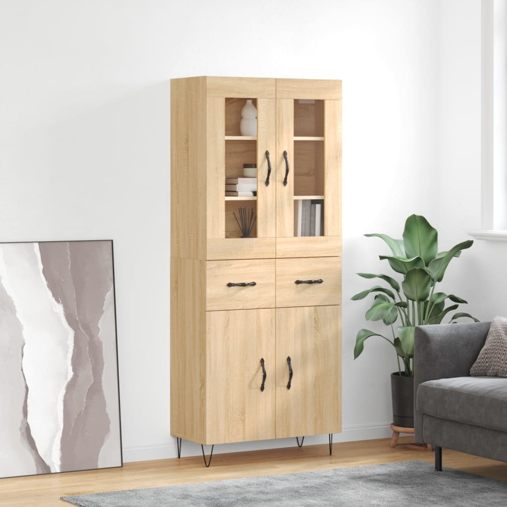vidaXL Highboard Sonoma Oak 69,5x34x180 cm Engineered Wood 1