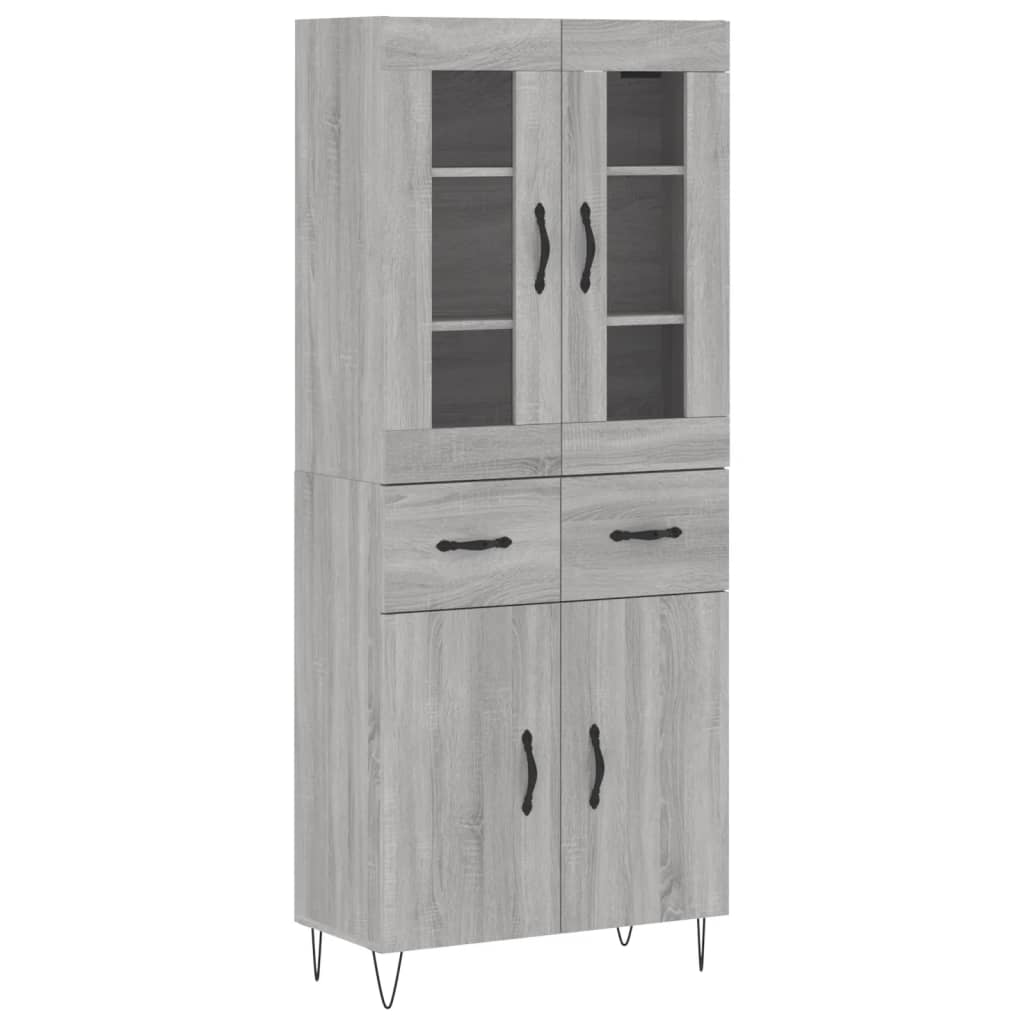 vidaXL Highboard Grey Sonoma 69.5x34x180 cm Engineered Wood 2