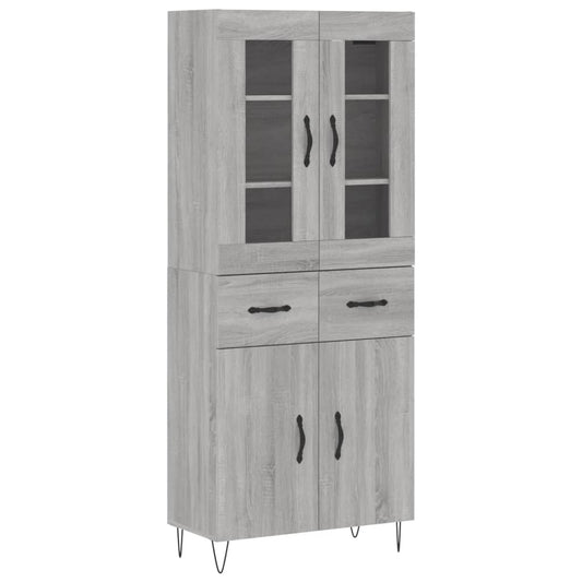 vidaXL Highboard Grey Sonoma 69.5x34x180 cm Engineered Wood 2