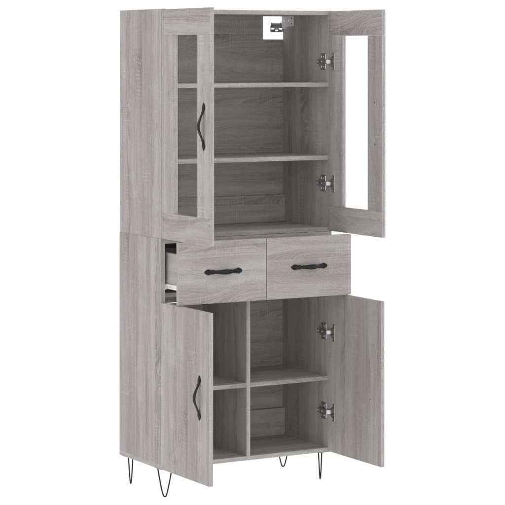 vidaXL Highboard Grey Sonoma 69.5x34x180 cm Engineered Wood 4