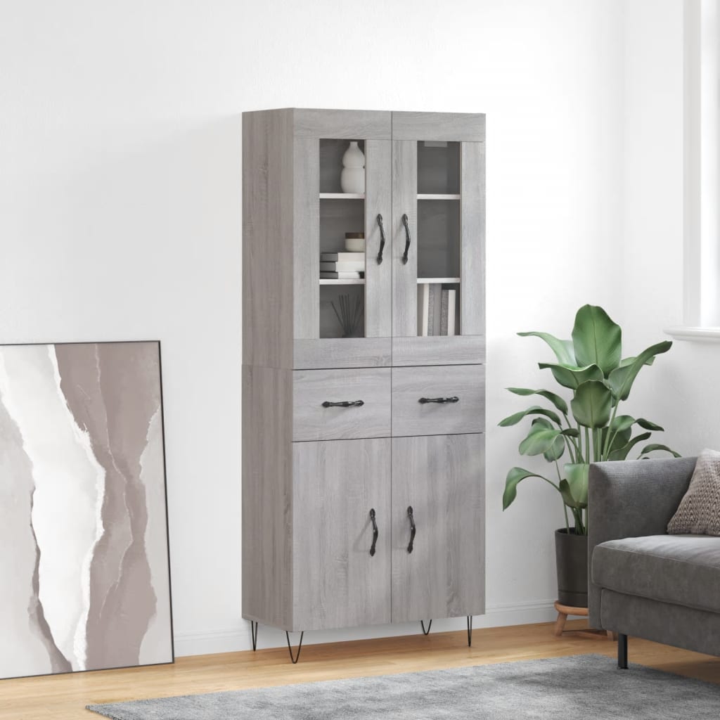 vidaXL Highboard Grey Sonoma 69.5x34x180 cm Engineered Wood 1
