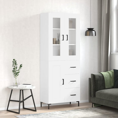 Highboard 69.5x34x180 cm Engineered Wood 1 Wood Door 3 Drawers White