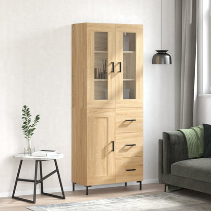 Highboard 69.5x34x180 cm Engineered Wood 1 Wood Door 3 Drawers Sonoma oak