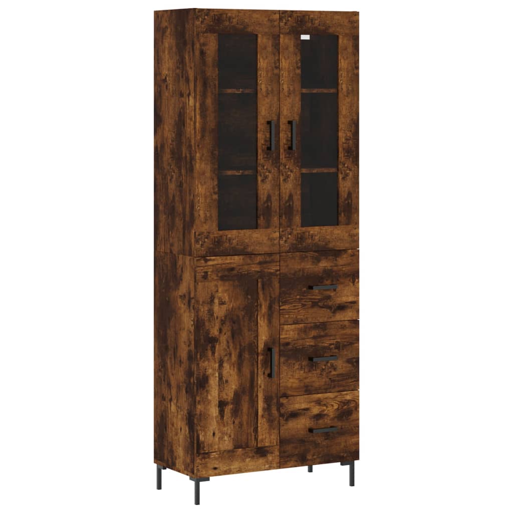 Highboard 69.5x34x180 cm Engineered Wood 1 Wood Door 3 Drawers Smoked oak