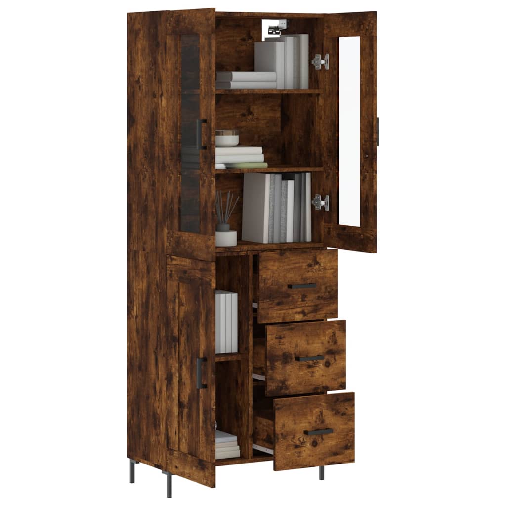 vidaXL Highboard Smoked Oak 69,5x34x180 cm Engineered Wood 3