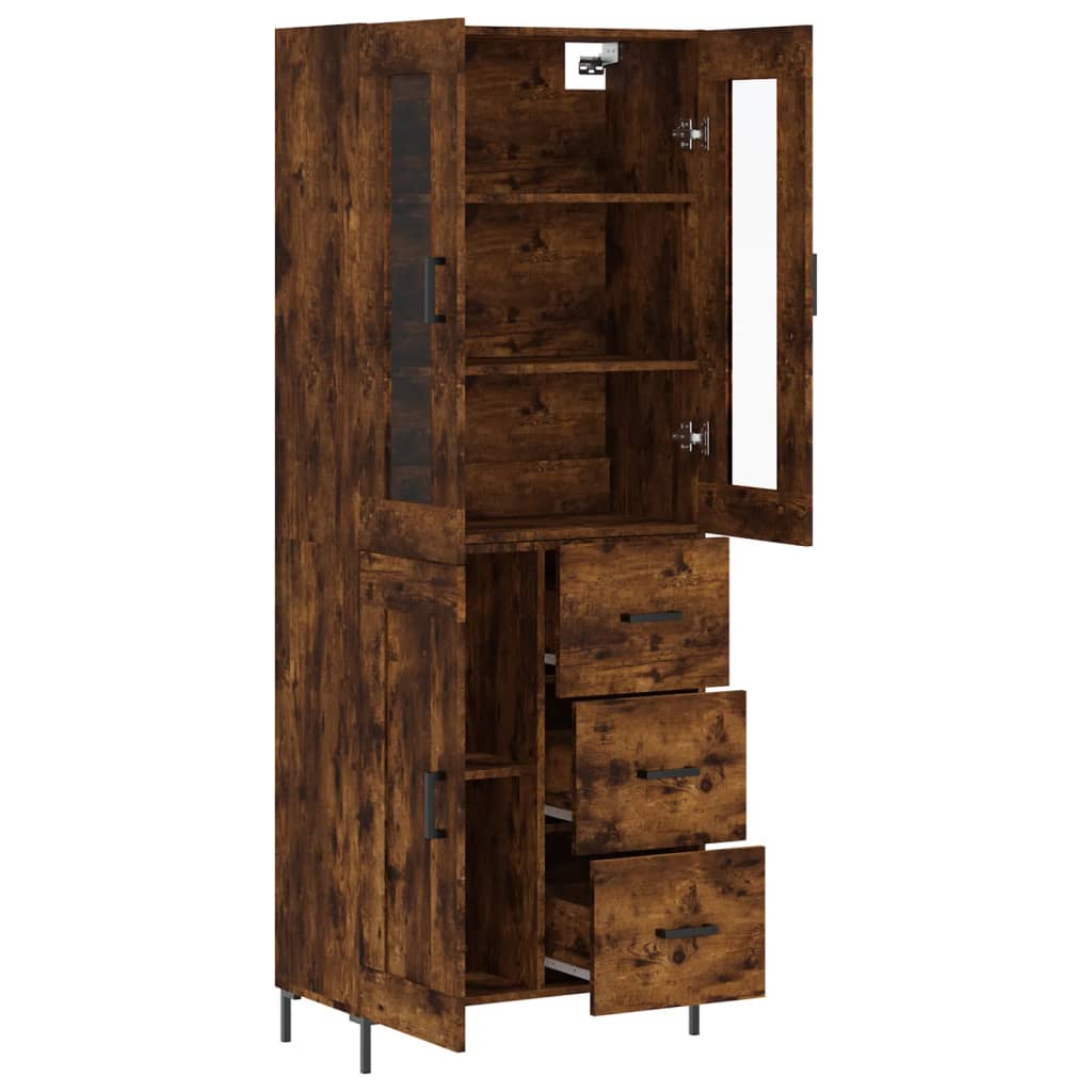 vidaXL Highboard Smoked Oak 69,5x34x180 cm Engineered Wood 4