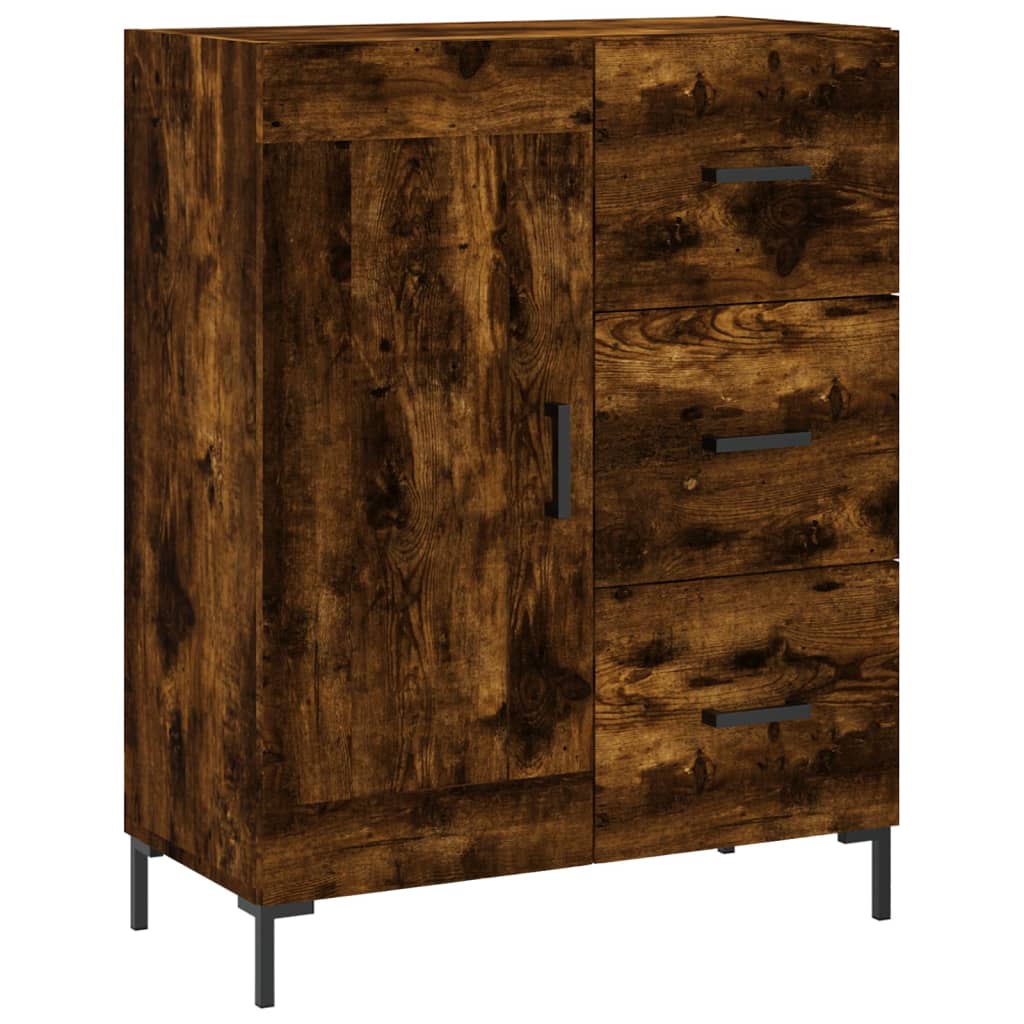 Highboard 69.5x34x180 cm Engineered Wood 1 Wood Door 3 Drawers Smoked oak