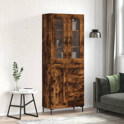 vidaXL Highboard Smoked Oak 69,5x34x180 cm Engineered Wood 1