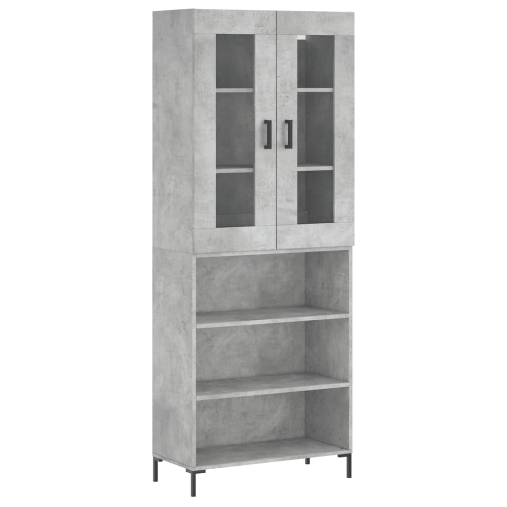 Highboard 69.5x34x180 cm Engineered Wood 3 Shelves Concrete grey