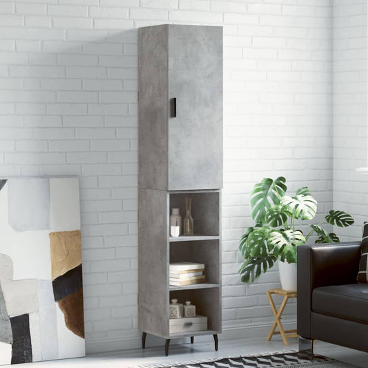 Highboard 34.5x34x180 cm Engineered Wood 1 Door Concrete grey