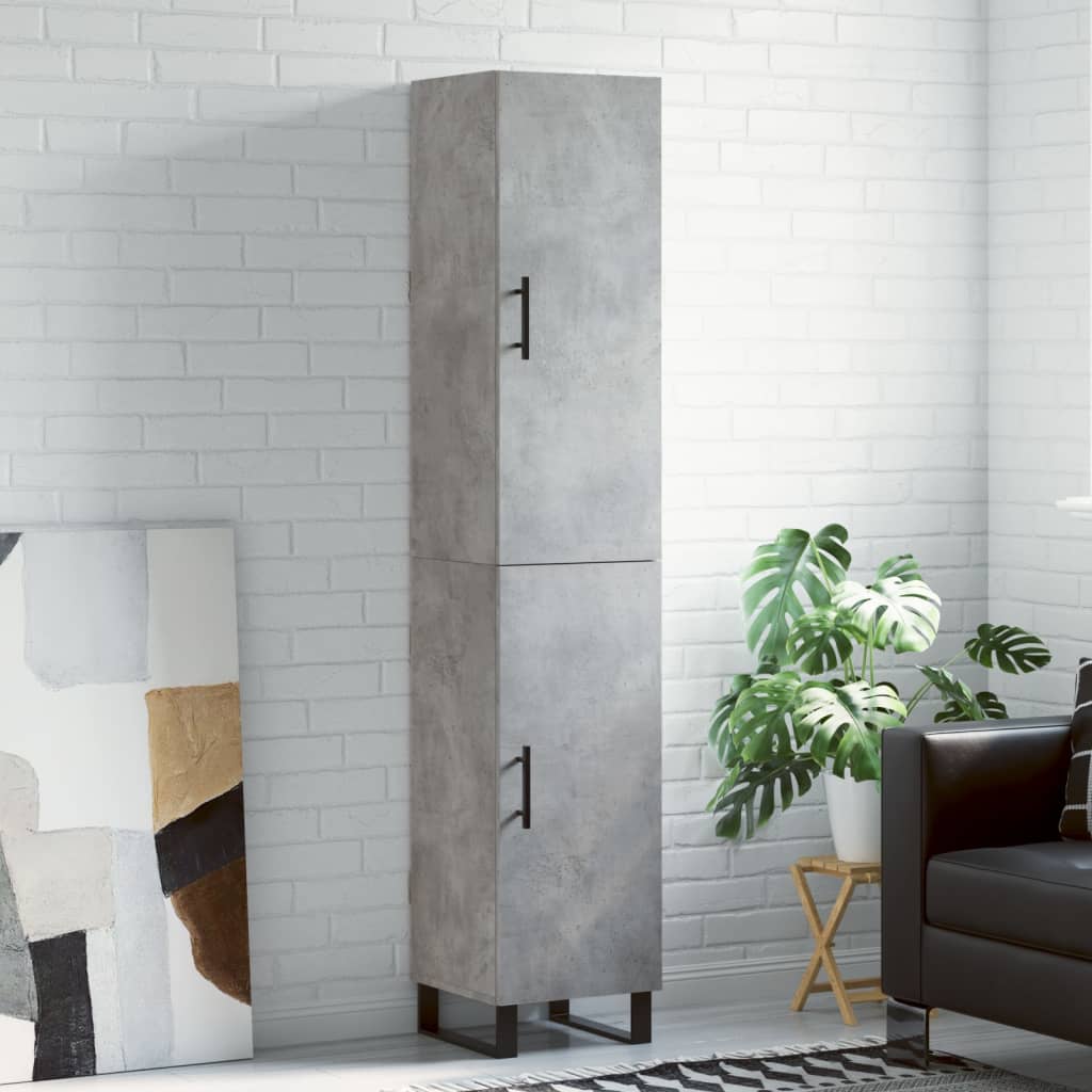 Highboard 34.5x34x180 cm Engineered Wood 1 Door Concrete grey