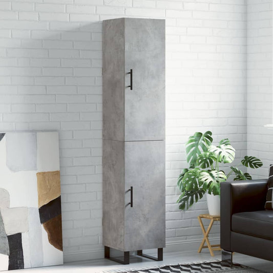 Highboard 34.5x34x180 cm Engineered Wood 1 Door Concrete grey