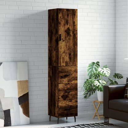Highboard 34.5x34x180 cm Engineered Wood 3 Drawers Smoked oak