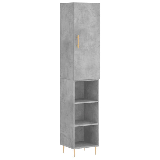 Highboard 34.5x34x180 cm Engineered Wood 3 Shelves Concrete grey