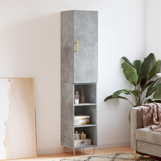 Highboard 34.5x34x180 cm Engineered Wood 3 Shelves Concrete grey