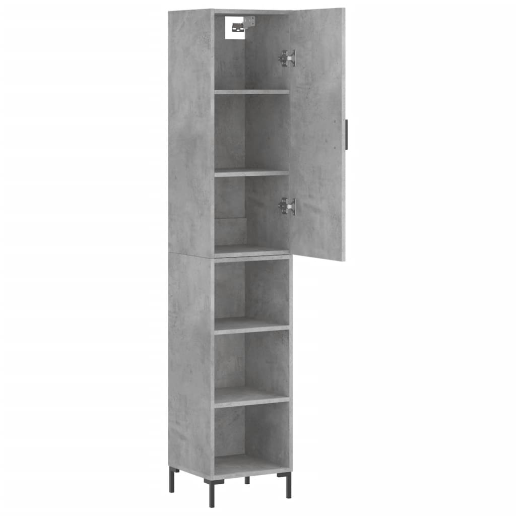 Highboard 34.5x34x180 cm Engineered Wood 3 Shelves Concrete grey