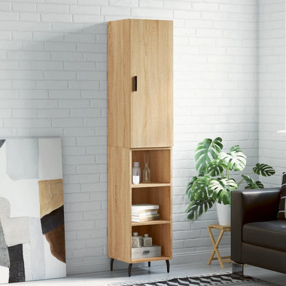 Highboard 34.5x34x180 cm Engineered Wood 3 Shelves Sonoma oak
